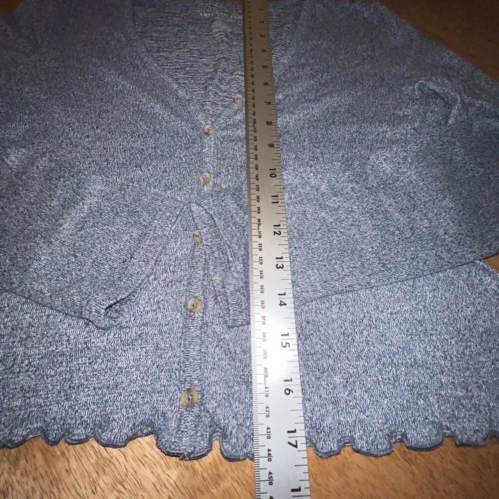 American‎ Eagle Soft and Sexy Plush Womens Blue Cropped Cardigan Sweater Size S - Picture 6 of 7